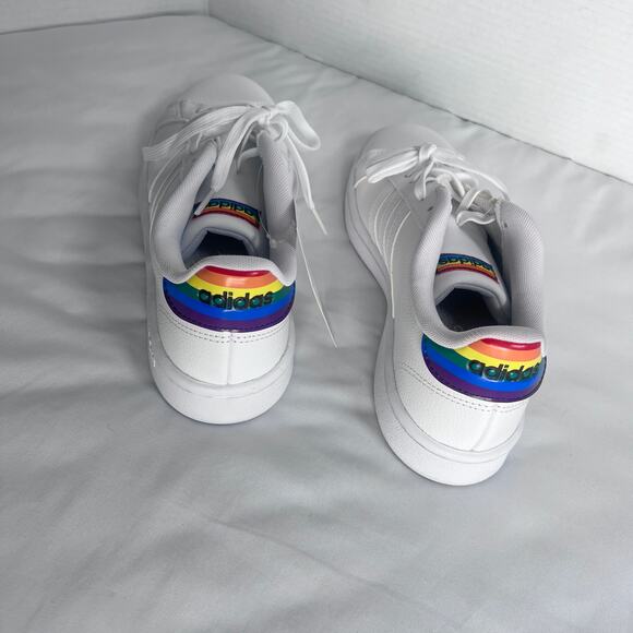 Hard to Find NWT Adidas Grand Court Pride Rainbow White Sneakers FY4289 W 8 - Picture 8 of 10